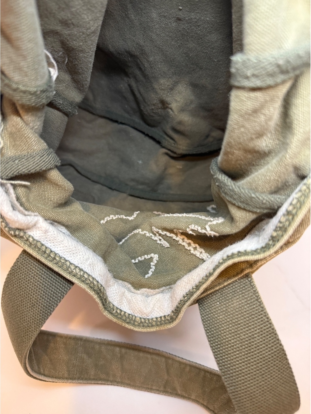 Abercrombie & Fitch Olive Green Canvas Tote Bag with Moose Embroidery - Picture 4 of 5